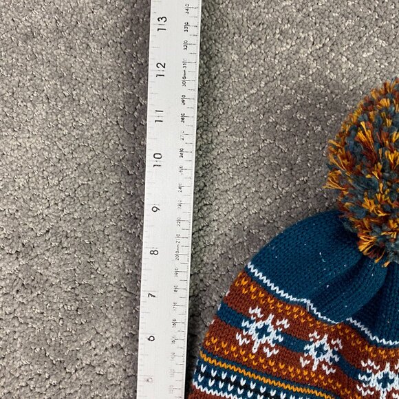 Smartwool Beanie Hat Chair Lift Women's One Size Winter Pom Pom Turquoise gold - Picture 7 of 8